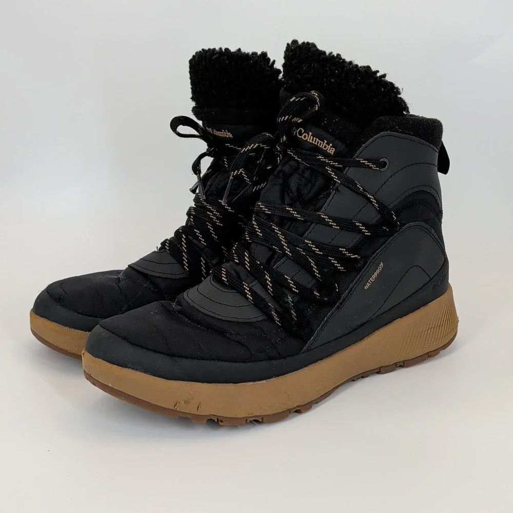 Columbia Waterproof Winter Snow Boots Women's Size 10‎ Black Sherpa Lined